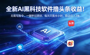 全新AI黑科技软件撸头条收益！无需写指令，一键秒过原创，每天只需半小时，稳定日入3张【揭秘】-稀缺资源库