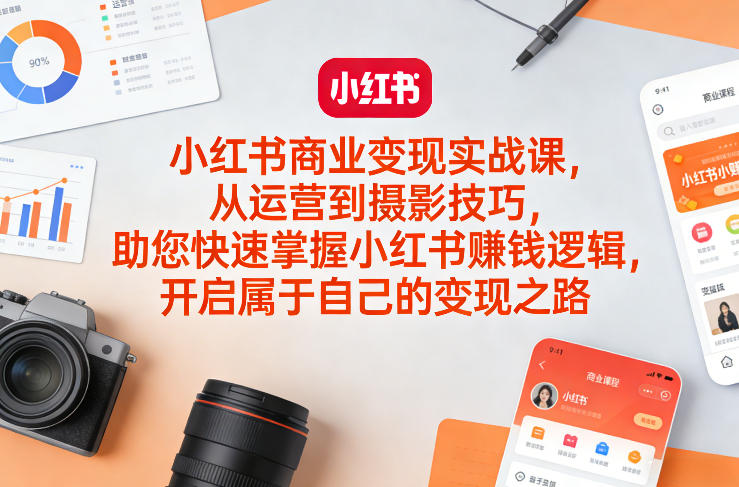 小红书商业变现实战课，从运营到摄影技巧，助您快速掌握小红书賺钱逻辑，开启属于自己的变现之路-稀缺资源库