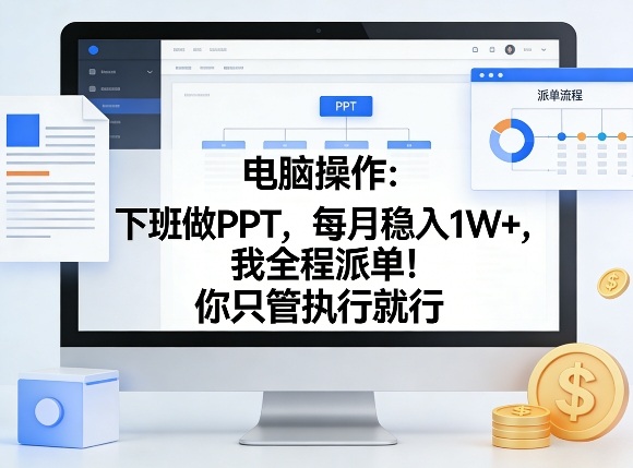 电脑操作：下班做PPT，每月稳入1W+，我全程派单！你只管执行就行【揭秘】-稀缺资源库
