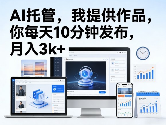 公众号AI托管，我提供作品，你每天10分钟发布，月入3k+【揭秘】-稀缺资源库