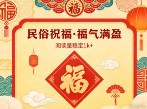 公众号流量主之民俗祝福赛道,选题不愁,结构固定,阅读稳定1w+-稀缺资源库