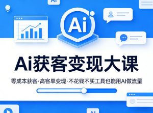 Ai获客变现大课,零成本获客,高客单变现,不花钱不买工具也能用AI做流量-稀缺资源库