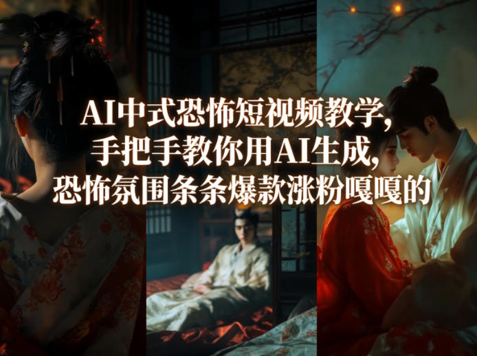 AI中式恐怖短视频教学，手把手教你用AI生成，恐怖氛围条条爆款涨粉嘎嘎的-稀缺资源库