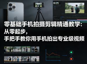 零基础手机拍摄剪辑精通教学:从零起步,手把手教你用手机拍出专业级视频-稀缺资源库