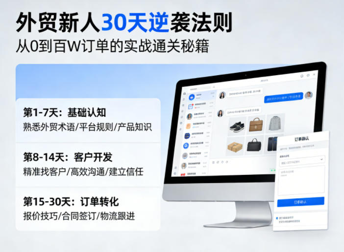外贸新人30天逆袭法则，教你从0到百W订单的实战通关秘籍-稀缺资源库
