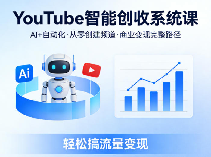 YouTube智能创收系统课，AI+自动化，从零创建YouTube频道并实现商业变现的完整路径，轻松搞流量变现-稀缺资源库