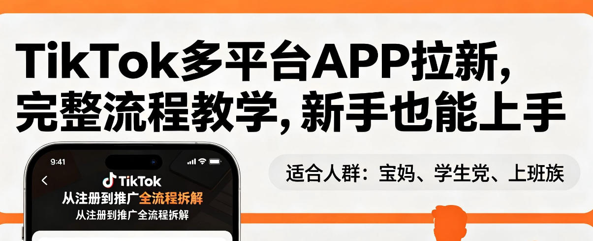 TikTok多平台APP拉新，完整流程教学，新手也能上手，轻松出海搞美金-稀缺资源库