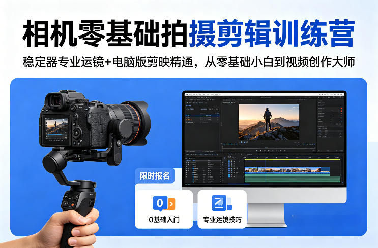 相机零基础拍摄剪辑训练营：稳定器专业运镜+电脑版剪映精通，从零基础小白到视频创作大师-稀缺资源库