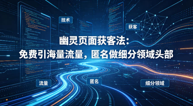 用懂技术！幽灵页面获客法：免费引海量流量，匿名做细分领域头部-稀缺资源库