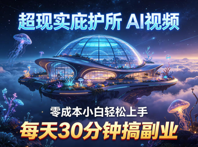 超现实庇护所AI视频项目拆解，零成本小白轻松上手，每天30分钟搞副业-稀缺资源库