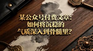 某公众号付费文章：如何将沉稳的气质深入到骨髓里？-稀缺资源库