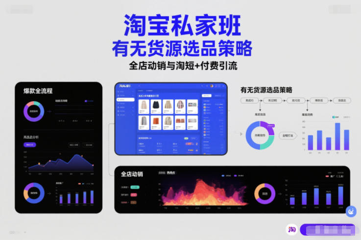 淘宝私家班，有无货源选品策略，高成功率爆款全流程打法，全店动销与淘短+付费引流（更新2026年4月）-稀缺资源库