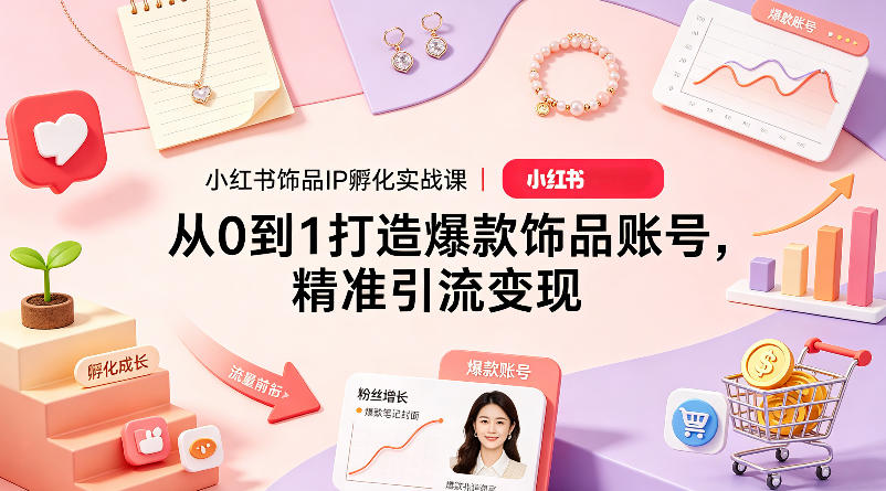 小红书饰品IP孵化实战课｜从0到1打造爆款饰品账号，精准引流变现-稀缺资源库