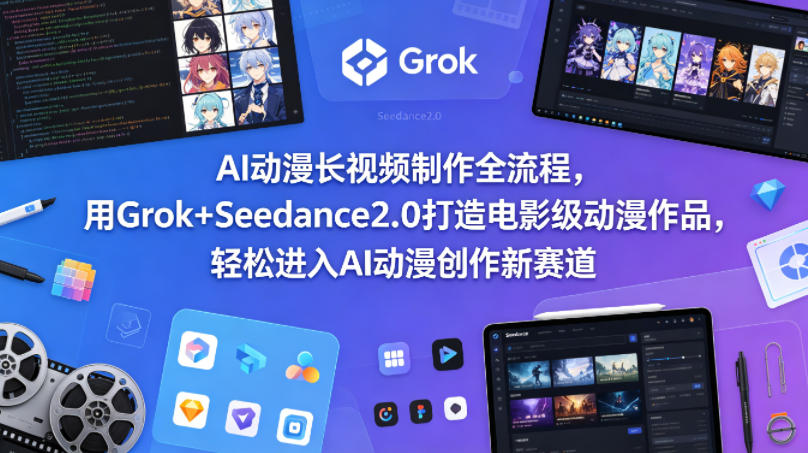 AI动漫长视频制作全流程，用Grok+Seedance2.0打造电影级动漫作品，轻松进入AI动漫创作新赛道-稀缺资源库