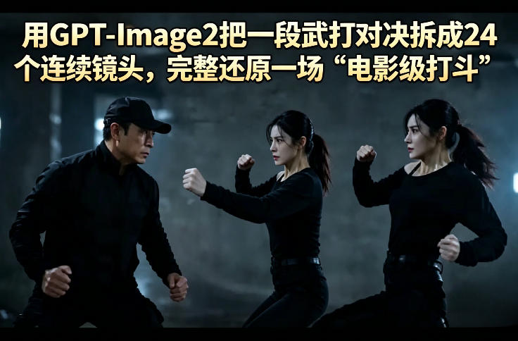 用GPT-Image2把一段武打对决拆成24个连续镜头，完整还原一场“电影级打斗”-稀缺资源库