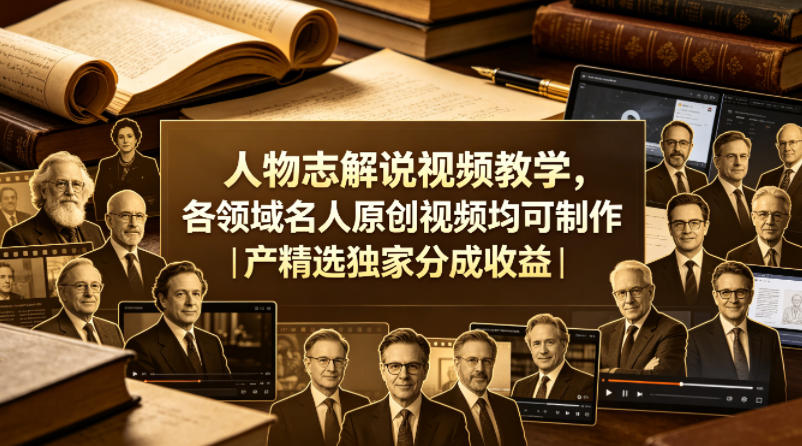 人物志解说视频教学，各领域名人原创视频均可制作丨精选独家分成收益（更新0430）-稀缺资源库