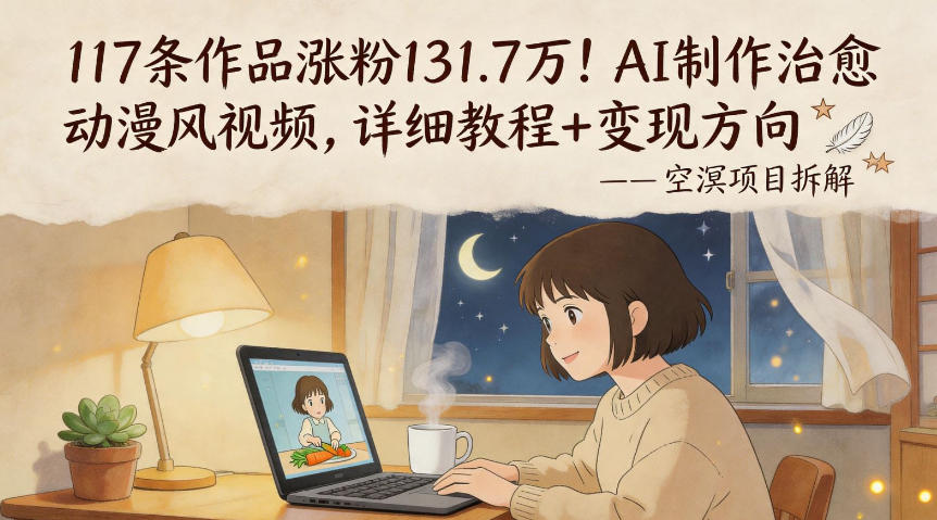 117条作品涨粉131.7W！AI制作治愈动漫风视频，详细教程+变现方向-稀缺资源库