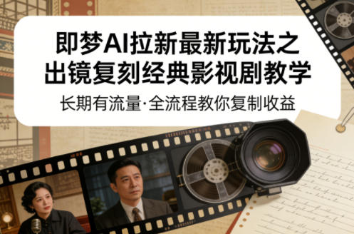 即梦AI拉新最新玩法之出镜复刻经典影视剧教学，长期有流量，全流程教你复制收益-稀缺资源库