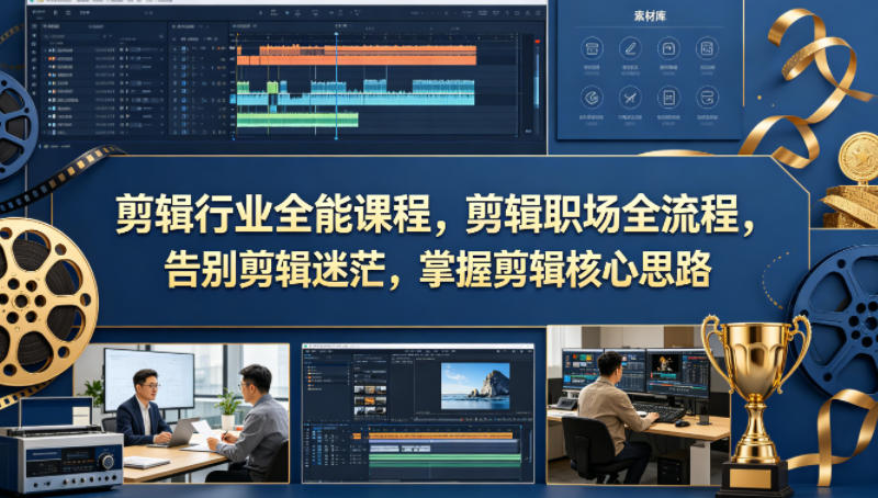 剪辑行业全能课程，剪辑职场全流程，告别剪辑迷茫，掌握剪辑核心思路-稀缺资源库