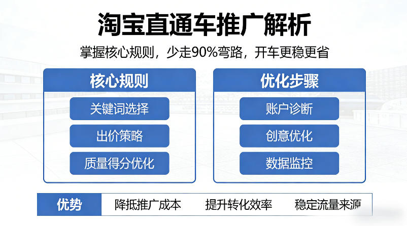 淘宝直通车推广解析，掌握核心规则，少走90%弯路，开车更稳更省-稀缺资源库