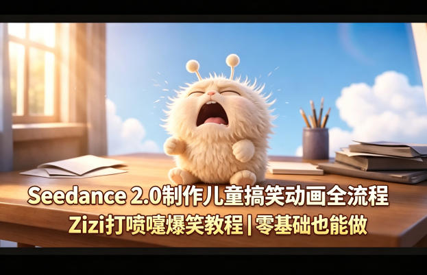 Seedance 2.0制作儿童搞笑动画全流程Zizi打喷嚏爆笑教程｜零基础也能做-稀缺资源库