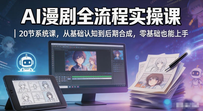 AI漫剧全流程实操课｜20节系统课，从基础认知到后期合成，零基础也能上手-稀缺资源库