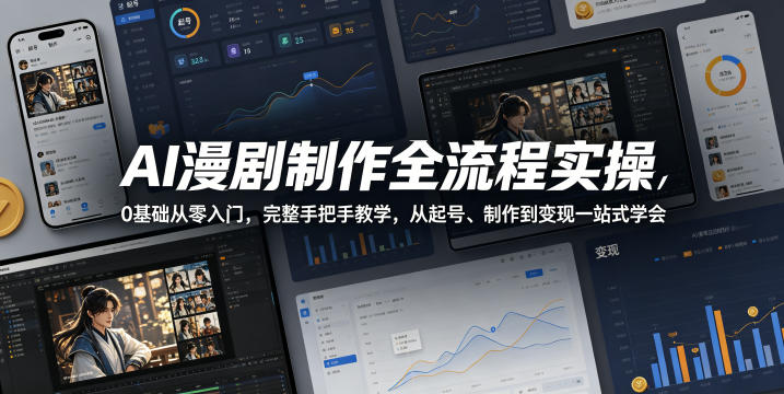 AI漫剧制作全流程实操，0基础从零入门，完整手把手教学，从起号、制作到变现一站式学会-稀缺资源库