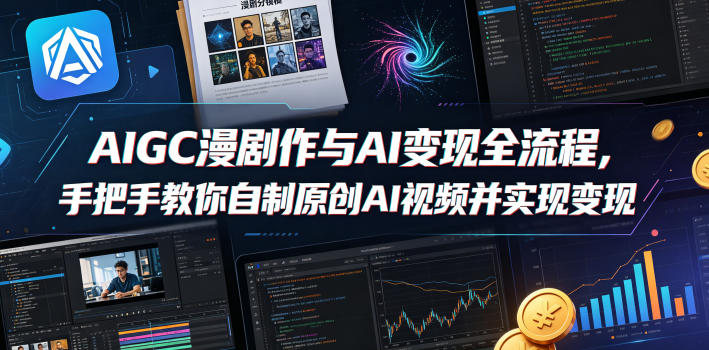 AIGC漫剧创作与AI变现全流程，手把手教你自制原创AI视频并实现变现-稀缺资源库