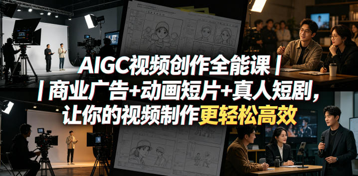 AIGC视频创作全能课｜商业广告+动画短片+真人短剧，让你的视频制作更轻松高效-稀缺资源库