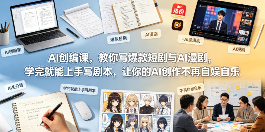 AI创编课，教你写爆款短剧与AI漫剧，学完就能上手写剧本，让你的AI创作不再自娱自乐-稀缺资源库