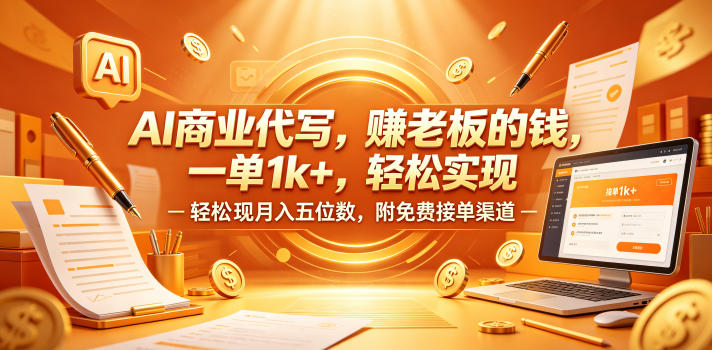 AI商业代写，賺老板的钱，一单1k+，轻松实现月入五位数，附免费接单渠道【揭秘】-稀缺资源库