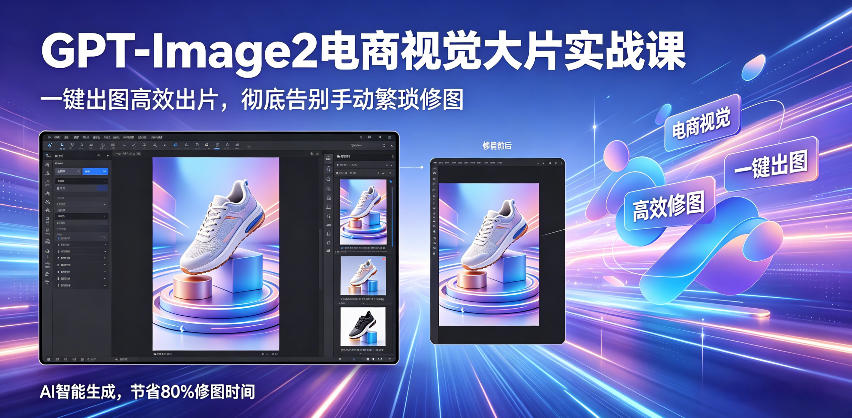 GPT-Image2电商视觉大片实战课，一键出图高效出片，彻底告别手动繁琐修图-稀缺资源库
