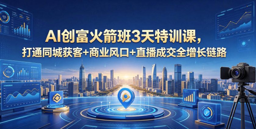 AI创富火箭班3天特训课，打通同城获客+商业风口+直播成交全增长链路，2026年4月新课-稀缺资源库