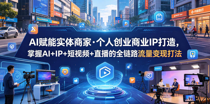 AI赋能实体商家·个人创业商业IP打造，掌握AI+IP+短视频+直播的全链路流量变现打法-稀缺资源库