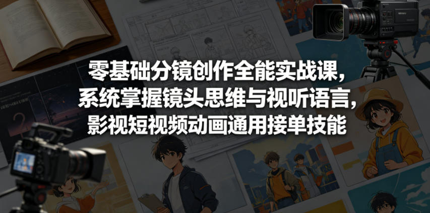 零基础分镜创作全能实战课，系统掌握镜头思维与视听语言，影视短视频动画通用接单技能-稀缺资源库