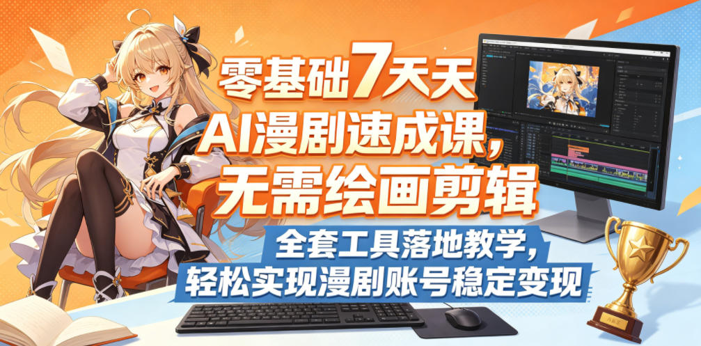 零基础7天AI漫剧速成课，无需绘画剪辑，全套工具落地教学，轻松实现漫剧账号稳定变现-稀缺资源库