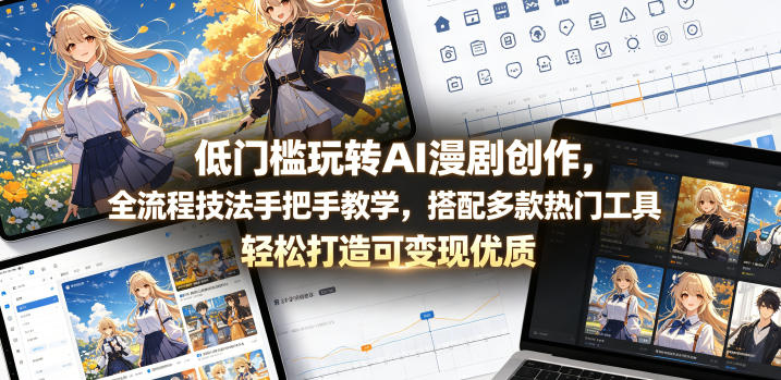低门槛玩转AI漫剧创作，全流程技法手把手教学，搭配多款热门工具，轻松打造可变现优质作品-稀缺资源库