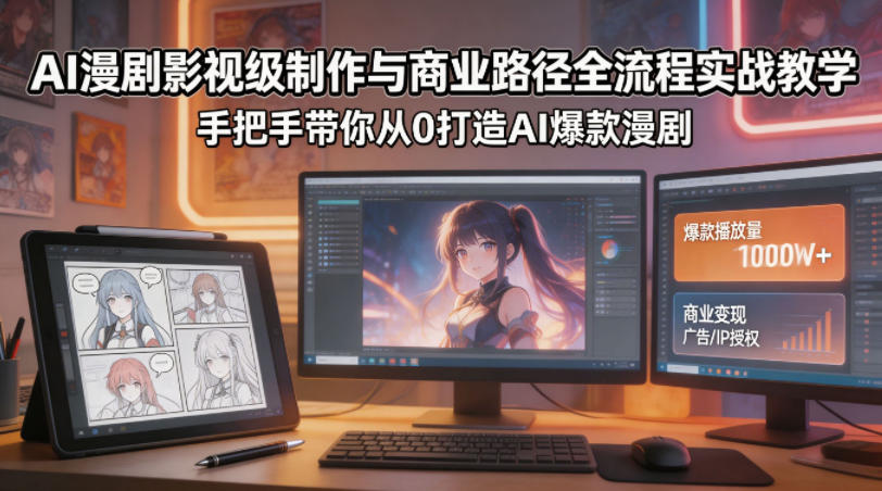 AI漫剧影视级制作与商业路径全流程实战教学，手带你从0打造AI爆款漫剧-稀缺资源库