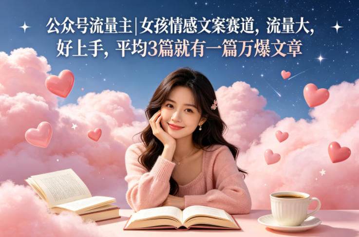 公众号流量主女孩情感文案赛道，流量大，好上手，平均3篇就有一篇万爆文章-稀缺资源库