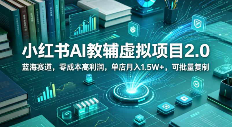 小红书AI教辅虚拟项目2.0，蓝海赛道，零成本高利润，单店月入1.5W+，可批量复制-稀缺资源库