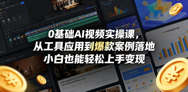0基础AI视频实操课，从工具应用到爆款案例落地，小白也能轻松上手变现-稀缺资源库