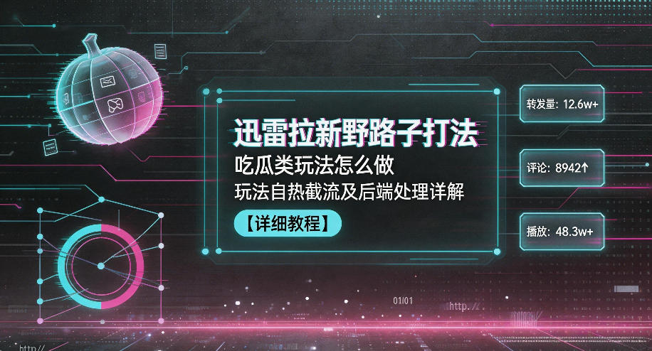 迅雷拉新野路子打法，吃瓜类玩法怎么做，玩法自热截流及后端处理详解-稀缺资源库