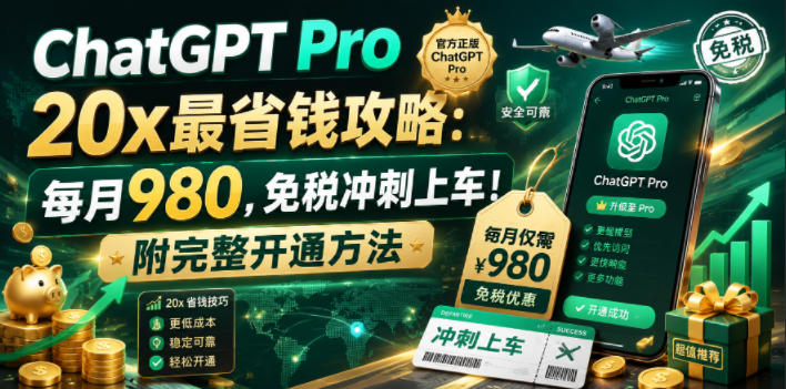 ChatGPT Pro 20x最省钱攻略：每月980，免税冲刺上车！附完整开通方法【文档】-稀缺资源库