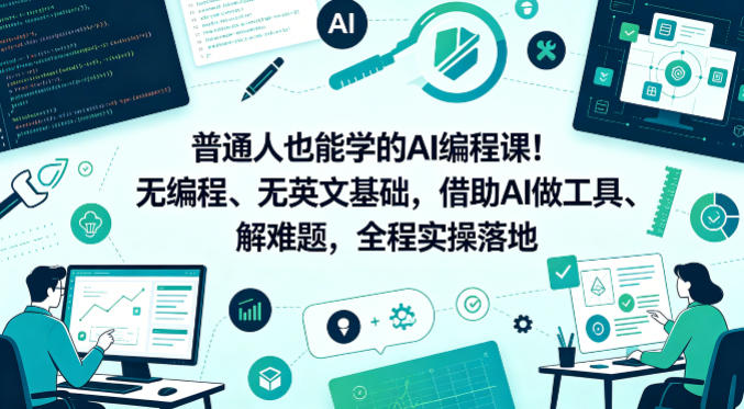 普通人也能学的AI编程课！无编程、无英文基础，借助AI做工具、解难题，全程实操落地（更新6月）-稀缺资源库