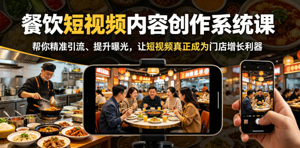 餐饮短视频内容创作系统课，帮你精准引流、提升曝光，让短视频真正成为门店增长利器-稀缺资源库