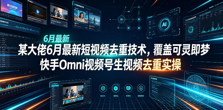 某大佬6月最新短视频去重技术，覆盖可灵即梦快手Omni视频号生视频去重实操-稀缺资源库