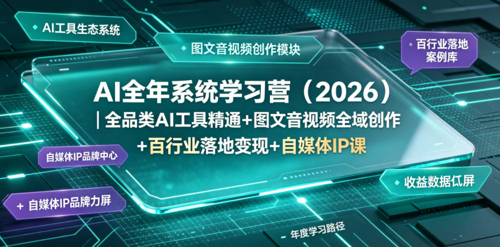 AI全年系统学习营（2026）｜全品类AI工具精通+图文音视频全域创作+百行业落地变现+自媒体IP打造年度进阶大课-稀缺资源库