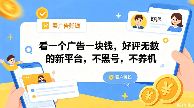 看一个广告一块钱，好评无数的新平台，不黑号，不养机，一撸几十块钱还是不错的【揭秘】-稀缺资源库