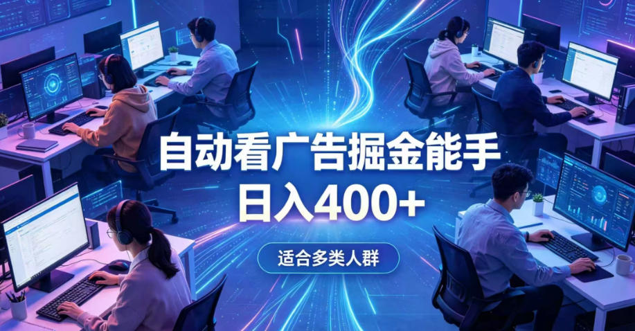 全脚本0基础自动看广告，单日收益400+，别再找高门槛副业，项目简单上手，收益看得见，没有复杂操作，AI全自动，设置一次全天自动跑收益【揭秘】-稀缺资源库