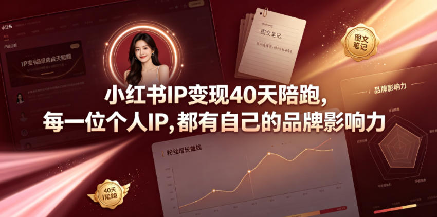 小红书IP变现40天陪跑，每一位个人IP，都有自己的品牌影响力-稀缺资源库